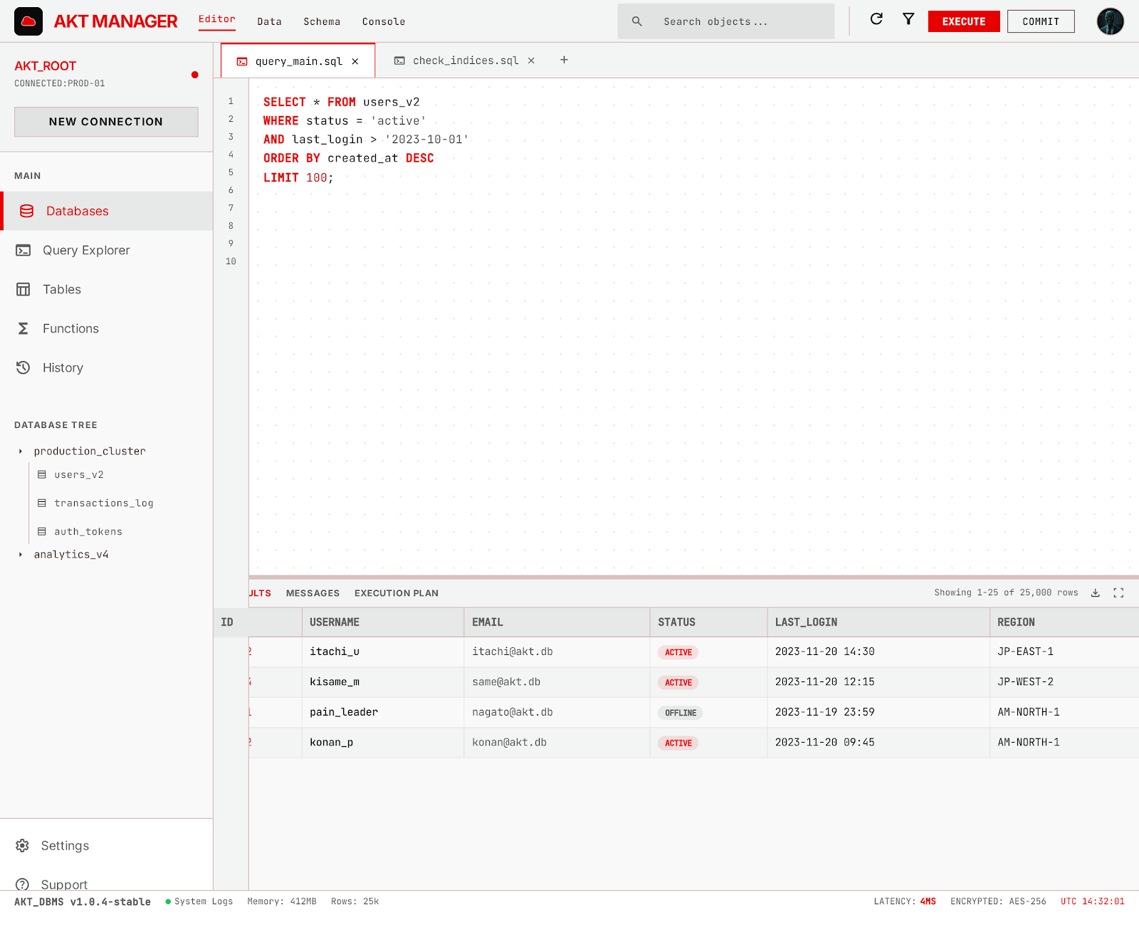 AktSQL 浅色 SQL GUI 布局